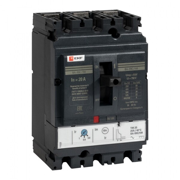 Автоматический выключатель ВА-99C (Compact NS) 100/20А 3P 36кА EKF PROxima | mccb99C-100-20 | EKF