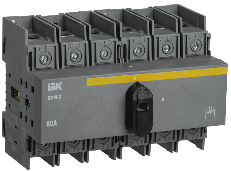 Выключатель-разъединитель модульный ВРМ-3 3P 80А | MVR30-3-080 | IEK