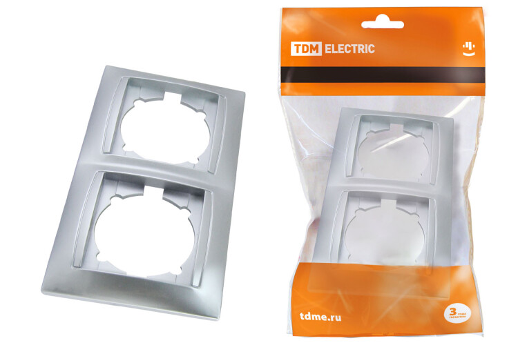 Рамка 2-х постовая вертикальная серебр. металлик "Лама" | SQ1815-0233 | TDM