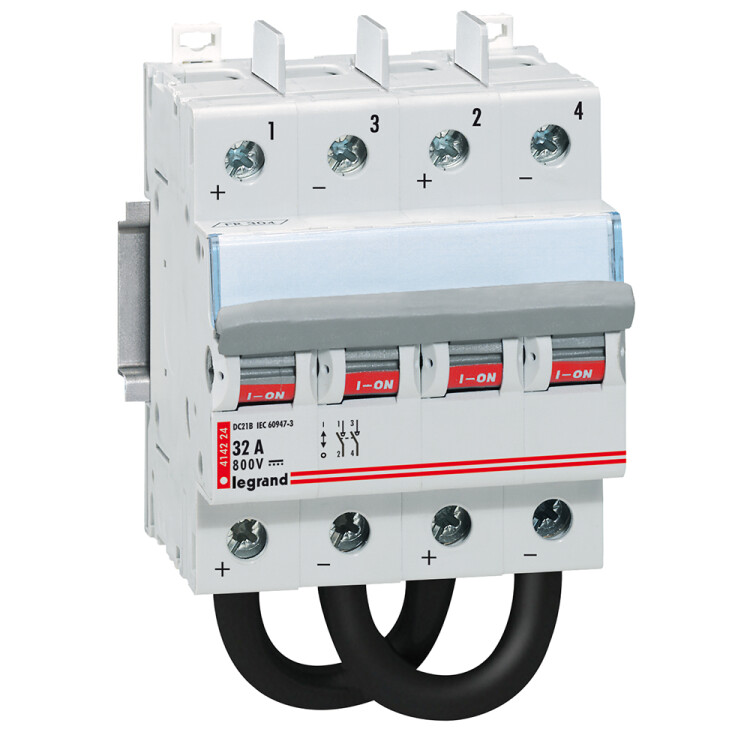 Выключатель-разъединитель постоянного тока с рычагом - 800 В= - 32 А - 2 полюса - 4 модуля | 414224 | Legrand
