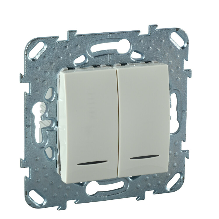 Unica Бежевый Выключатель 2-клавишный с подсветкой (сх 5) | MGU5.0101.25NZD | Schneider Electric