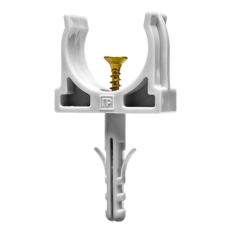 Крепеж-клипса с дюбелем и саморезом серая д25 (100шт/900шт уп/кор) | PR13.0217 | Промрукав