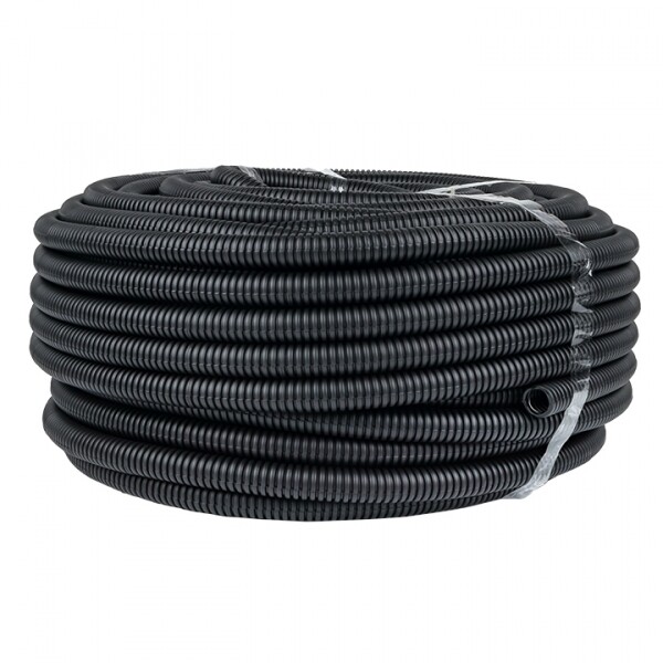 Труба гибкая гофрированная ПНД 25мм с протяжкой Plast (75м) черный | tpnd-25n | EKF