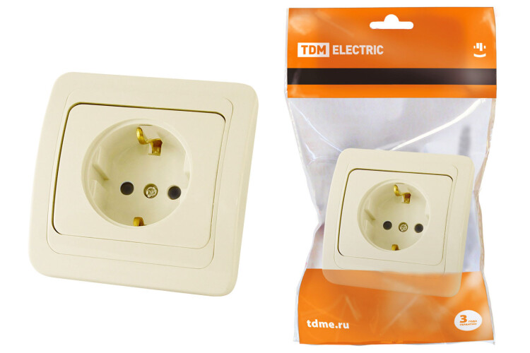 Розетка 2П+З 16А сл. кость "Валдай" | SQ1804-0108 | TDM
