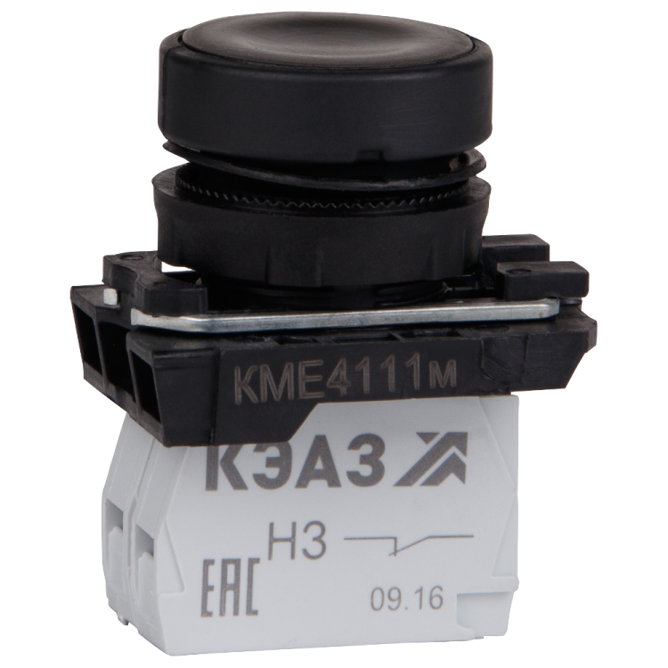 Кнопка КМЕ4111м-черный-1но+1нз-цилиндр-IP40 | 248240 | КЭАЗ