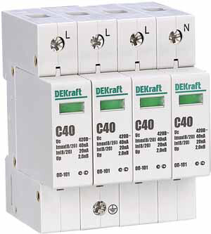 Ограничитель перенапряжений 4P 40кА C 420В ОП-101 | 18018DEK | DEKraft