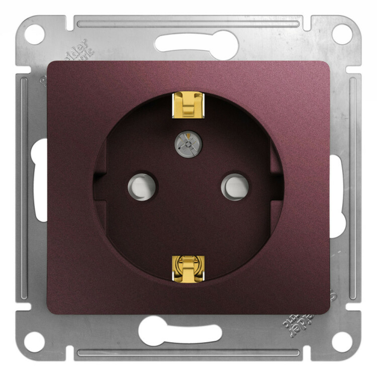 Glossa Баклажановый Розетка с/з со шторками | GSL001145 | Schneider Electric