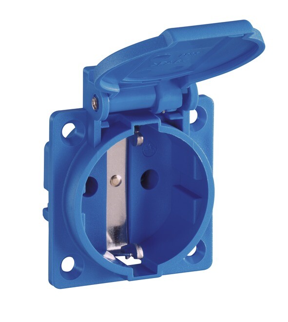 Приборная розетка термопласт, фланец, IP54, 16A, 2P+E, 250V, (синий) | 1461150 | ABL Sursum