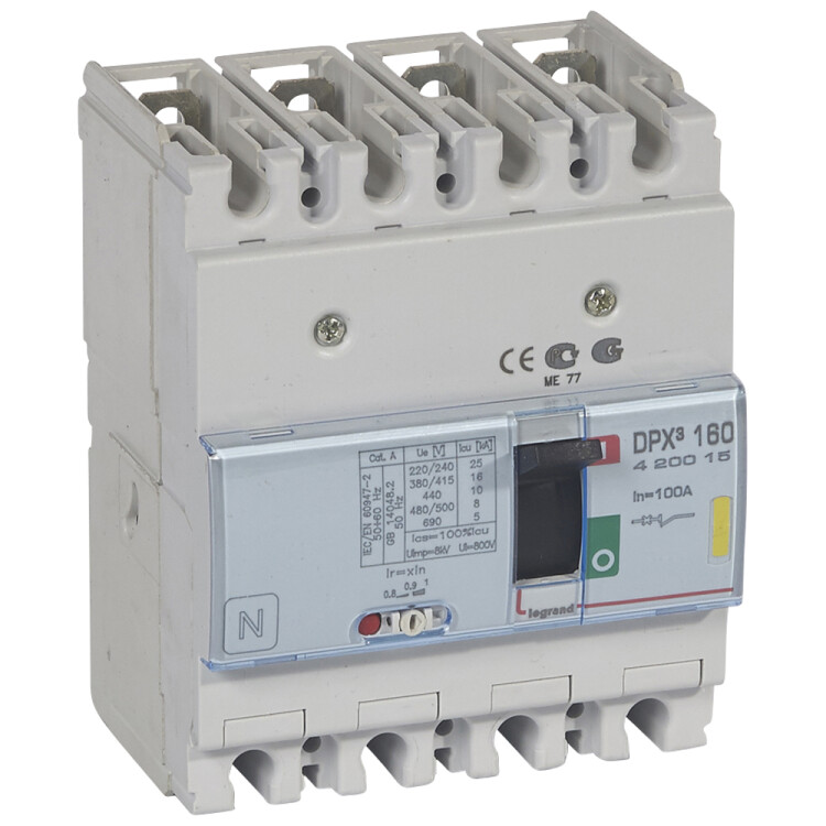 Автоматический выключатель DPX3 160 - термомагнитный расцепитель - 16 кА - 400 В~ - 4П - 100 А | 420015 | Legrand