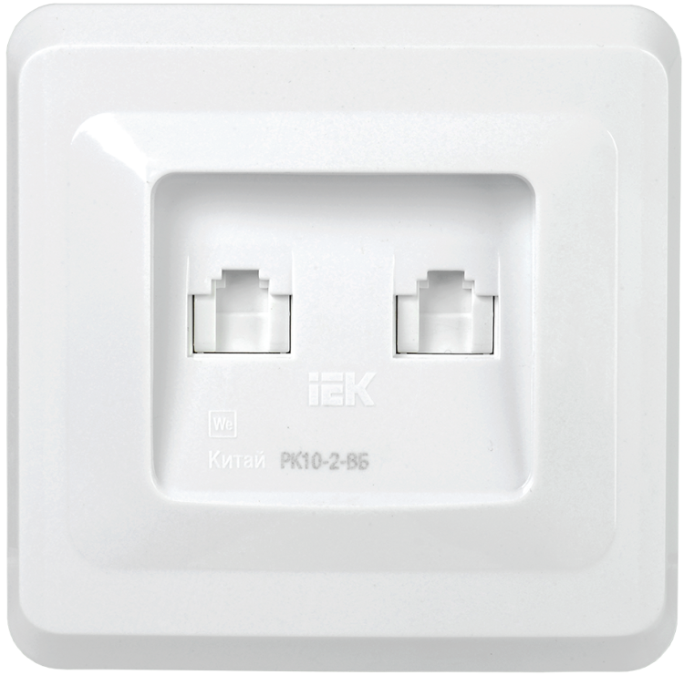 РК10-2-ВБ Розетка 2-ая комп. RJ45 Cat5e ВЕГА белый | EKV25-K01-DM | IEK