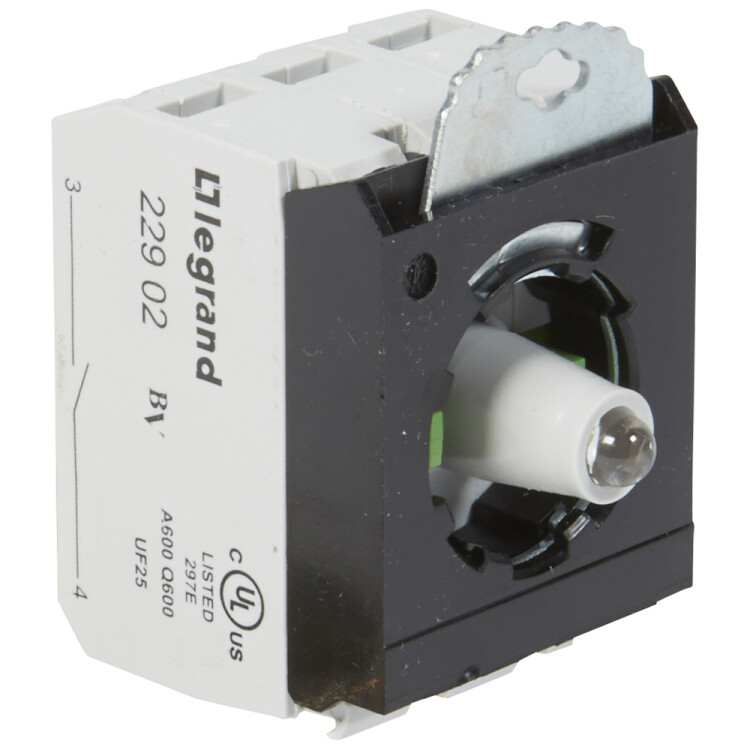 Osmoz Комплектующий блок для кнопок для комплектации с подсветкой под винт 230 В~ 2Н.О. белый 3 поста | 023016 | Legrand