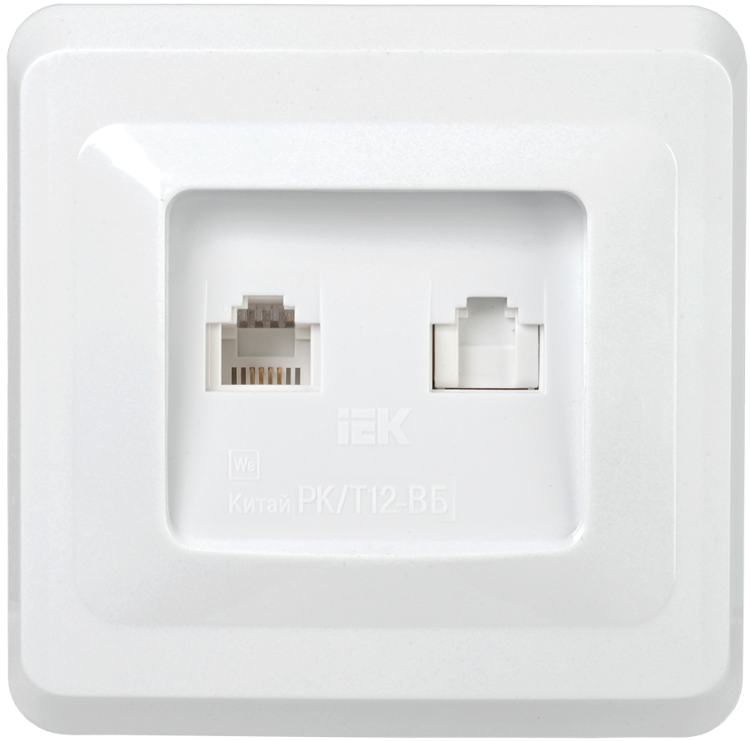 РК/Т12-ВБ Роз. 2-ая комп. и телеф. RJ11/RJ45 ВЕГА белый | EIV20-K01-DM | IEK