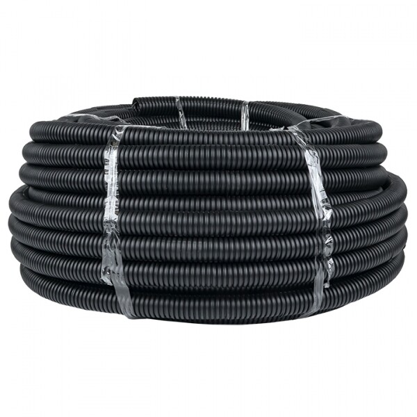 Труба гибкая гофрированная ПНД 32мм с протяжкой Plast (50м) черный | tpnd-32n | EKF