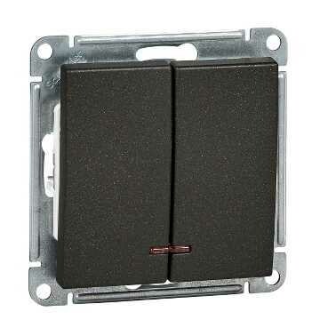 Wessen 59 Черный бархат Выключатель2-клавишный, с подсветкой 10АХ | VS510-251-6-86 | Schneider Electric