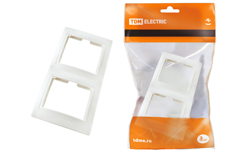 Рамка 2-х постовая вертикальная белая "Таймыр" | SQ1814-0025 | TDM