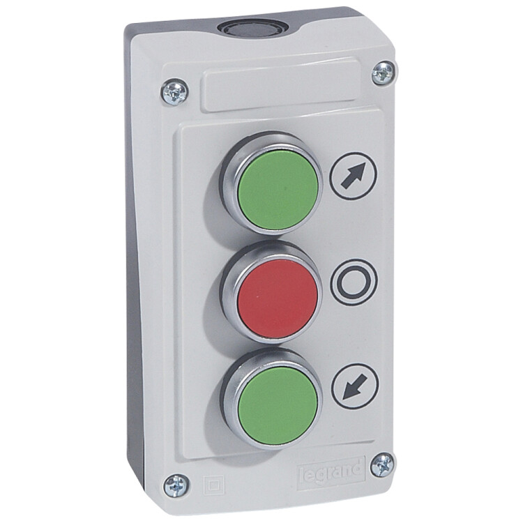 Кнопочный пост управления в сборе с 3 кнопками - Osmoz - основание с серой крышкой | 024236 | Legrand