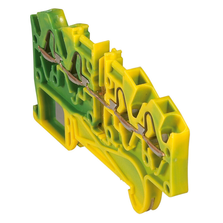 Пружинная клемма Viking 3 - заземляющая - однополюсная - 4 проводника - шаг 5 мм - желто-зеленый | 037212 | Legrand
