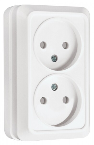 Рим Розетка 2-местная 10А без заземления белая с защ. штор. EKF | ENR10-102-100 | EKF