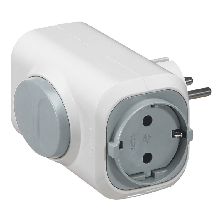 Многорозеточный блок 2 x 2К+3 - серия Элиум - 16 А - блок из 2 розеток - гориз. подключение - выталкивание вилки - белый | 050665 | Legrand