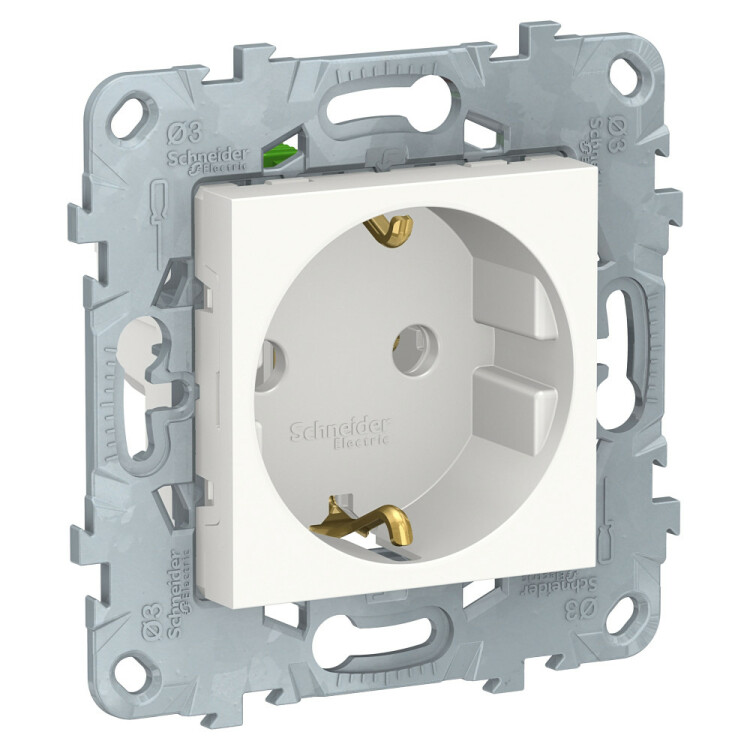 Unica New Белый Розетка с/з без шторок, с быстрозажимными клеммами, 16А, 250В | NU505618 | Schneider Electric