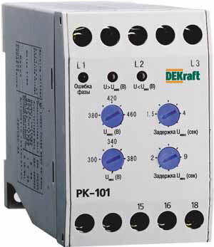 Реле контроля фаз 380В тип 01 серии РК-101 | 23300DEK | DEKraft