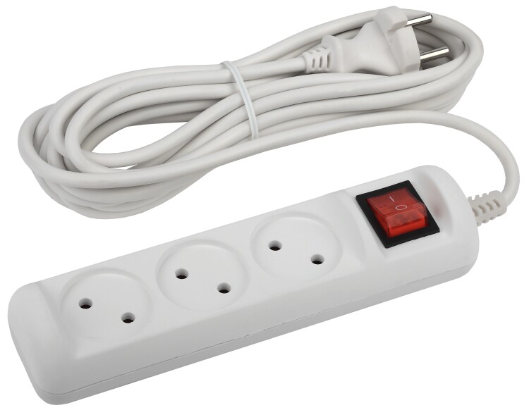 U-3s-5m-2x1 Удлин-ль без заземл, с выкл, 3гн, 5м, ПВС, 2х1мм2, 10А (20/720) | Б0044051 | ЭРА