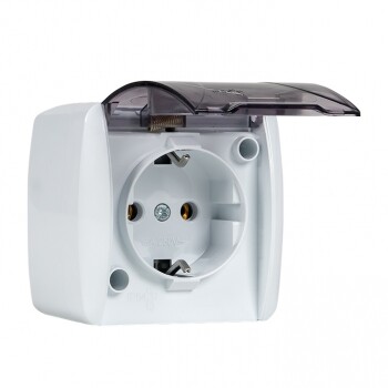 Владивосток Розетка 1-местная 16А с заземлением с прозрачной крышкой IP54 | EQR16-029-30-54-T | EKF