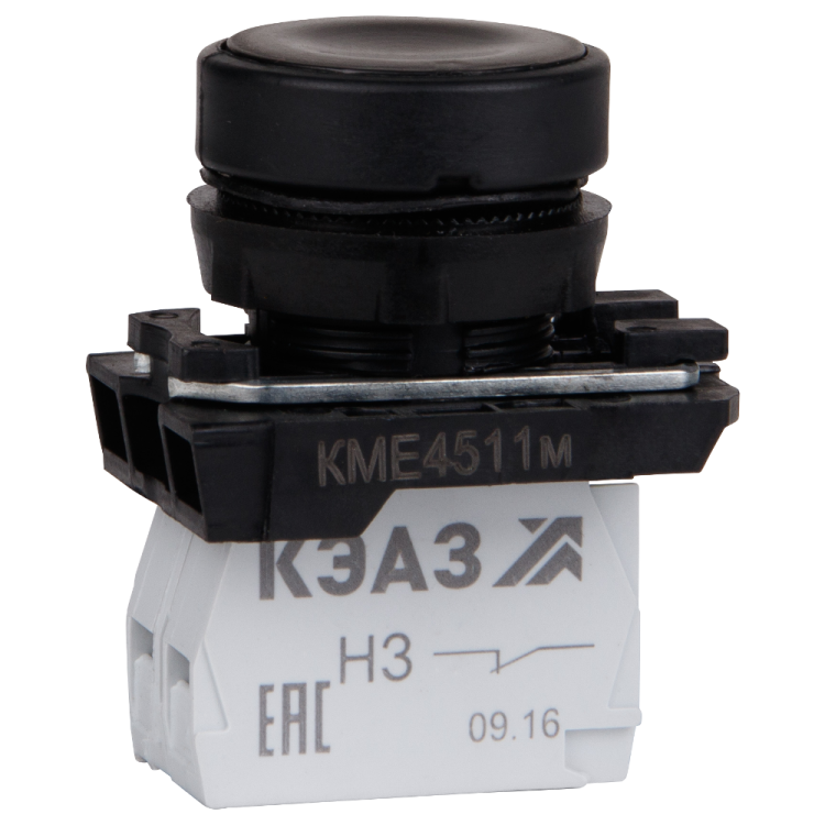 Кнопка КМЕ4511м-черный-1но+1нз-цилиндр-IP54 | 248246 | КЭАЗ