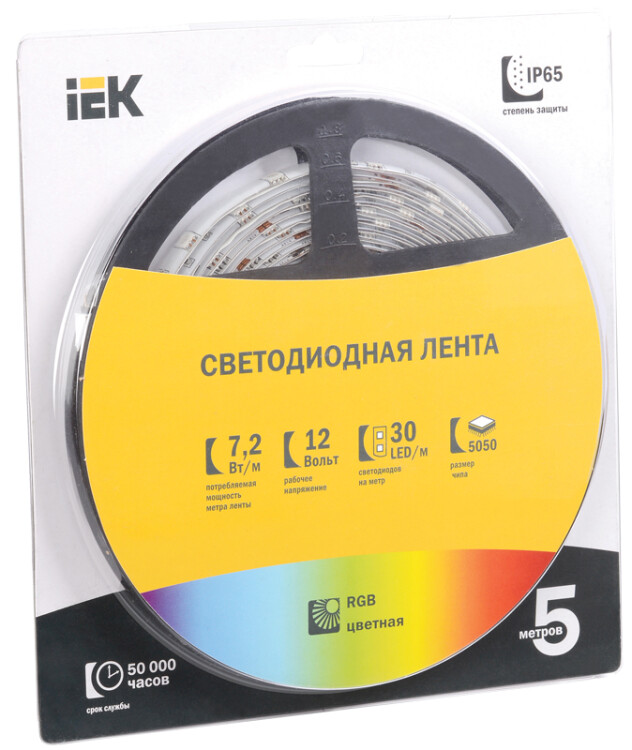 Лента светодиодная LSR-5050RGB30 7,2Вт 12В RGB IP65 5м | LSR2-3-030-65-1-05 | IEK