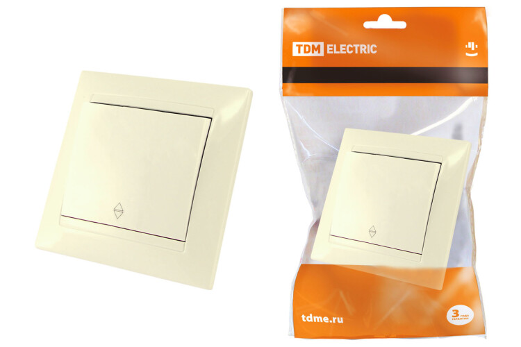 Перекрестный выключатель 1-кл. 10А сл. кость "Лама" | SQ1815-0136 | TDM