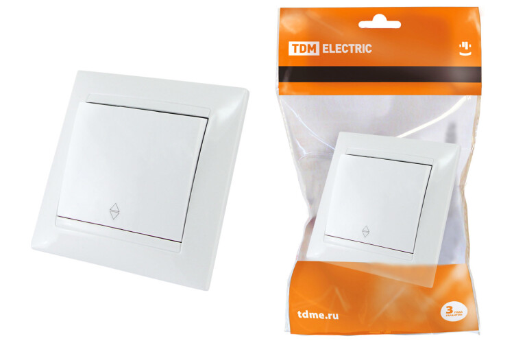 Перекрестный выключатель 1-кл. 10А белый "Лама" | SQ1815-0036 | TDM