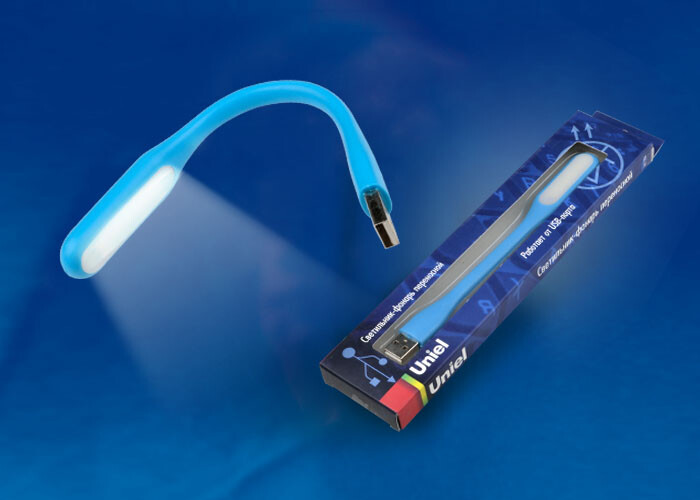 TLD-541 Blue Светильник-фонарь переносной , прорезиненный корпус, 6 LED, питание от USB-порта, цвет-синий. | UL-00000251 | Uniel