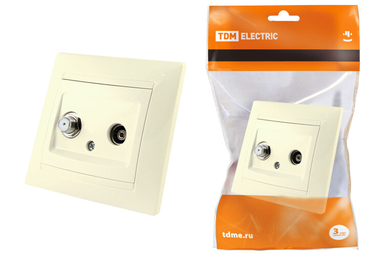 Розетка TV ("мама") + SAT (F-разъем) 0-2400МГц сл. кость "Лама" | SQ1815-0120 | TDM