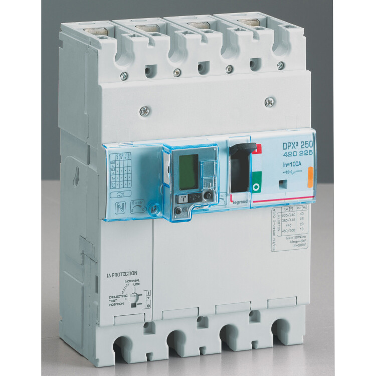 Автоматический выключатель DPX3 250 - термомагн. расц. - с диф. защ. - 25 кА - 400 В~ - 4П - 100 А | 420225 | Legrand