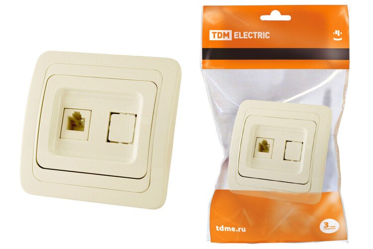 Розетка TФ (RJ-11) сл. кость "Валдай" | SQ1804-0112 | TDM