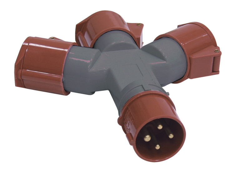 Адаптер трехлучевой TS1013-214 3Р+РЕ 16А 380В IP44 | PAS32-016-4 | IEK