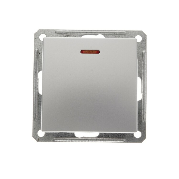 Wessen 59 Матовый хром Выключатель 1-клавишный с подсветкой, с самовозвратом, 10АХ | VS110-151-5-86 | Schneider Electric