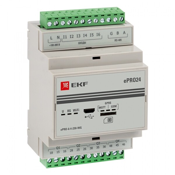 Контроллер базовый ePRO удаленного управления 6вх4вых 230В WiFi GSM PROxima | ePRO-6-4-230-WG | EKF