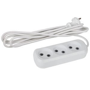 Удлинитель UX(6)-3-1,5m без зазeмл., 2х0.75мм2, ПВС, 3гн, 1,5м (20/600) |Б0028349 | ЭРА