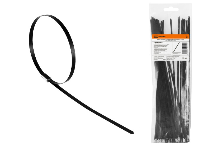 Хомут стальной с полимерным покрытием ХСП (304) 4,6х1000 (50шт) | SQ0582-0113 | TDM