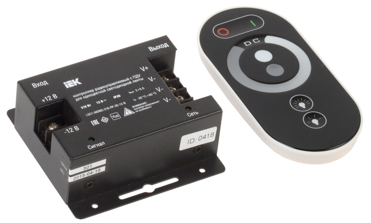 Контроллер с ПДУ радио (черный) MONO 3 канала 216Вт 12В 6А | LSC1-MONO-216-RF-20-12-B | IEK