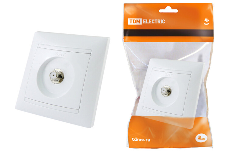 Розетка SAT (F-разъем) 0-2400МГц белая "Лама" | SQ1815-0021 | TDM