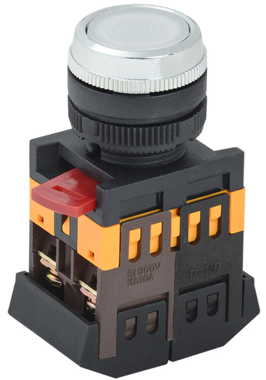 Кнопка ABLFS-22 белый d22мм неон/240В 1з+1р | BBT30-ABLFS-K01 | IEK