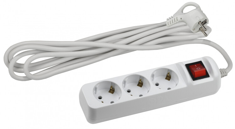 Удлинитель Россия UX-3es-3m Удлин-ль c заземлением, 3x0,75мм2, c выкл. 3гн, 3м | Б0035751 | ЭРА