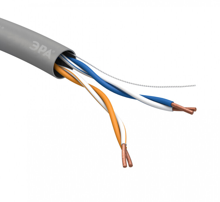 ЭРА Кабель витая пара U/UTP 2x2x24 AWG Cat5e CU PVC 305м | Б0044428 | ЭРА