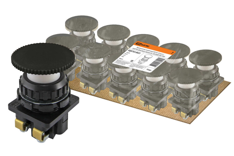 Выключатель кнопочный КЕ 021-У2-исп.3 гриб без фиксации черный 2р 10A 660B IP40 | SQ0753-0021 | TDM