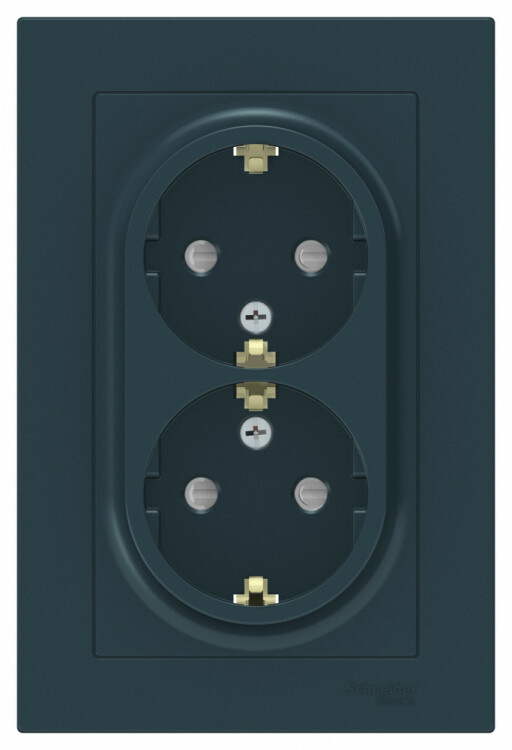 AtlasDesign Изумруд Розетка с/з двойная, со шторками, 16А, (в сборе с рамкой) | ATN000826 | Schneider Electric