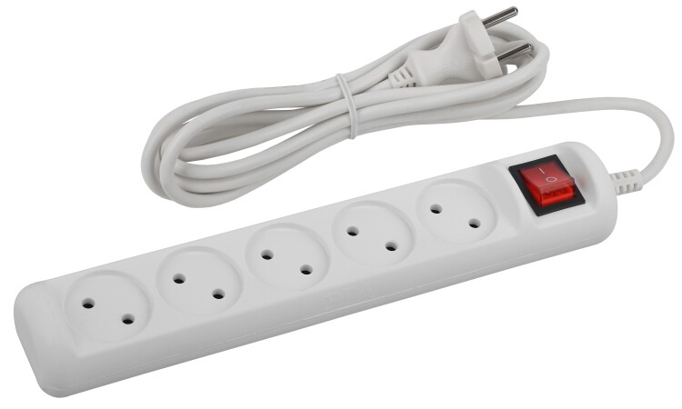 U-5s-1,5m-2x1 Удлин-ль без заземл, с выкл, 5гн, 1,5м, ПВС, 2х1мм2, 10А (20/600) | Б0044055 | ЭРА