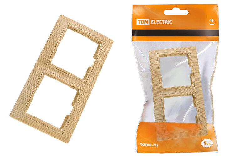 Рамка 2-х постовая горизонтальная "ЭКО" (сосна) "Таймыр" | SQ1814-0226 | TDM