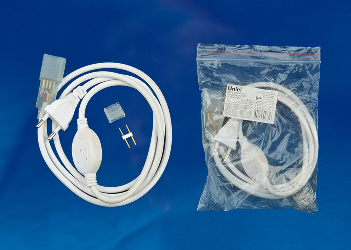 UCX-SP2/N21 WHITE 1 STICKER Провод электрический для LED лент ULS-N21 NEON 220В, 8x16мм, 2 контакта. белый | UL-00002937 | Uniel